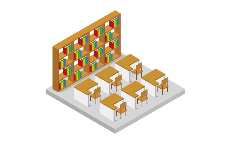 Isometric library - Vector Image Vector Graphic