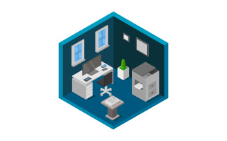 Isometric office - Vector Image