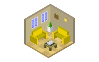 Isometric waiting room on background - Vector Image