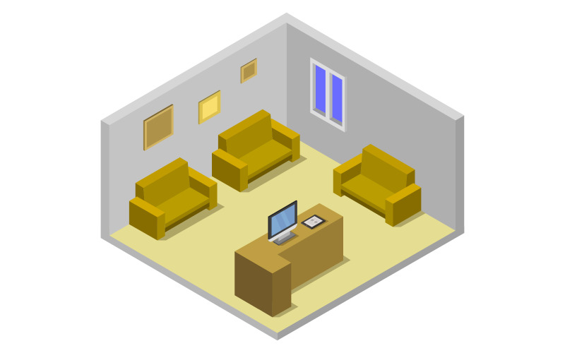 Isometric waiting room - Vector Image Vector Graphic