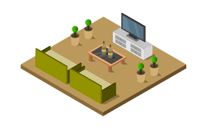 Room with isometric television - Vector Image Vector Graphic