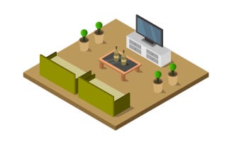 Room with isometric television - Vector Image