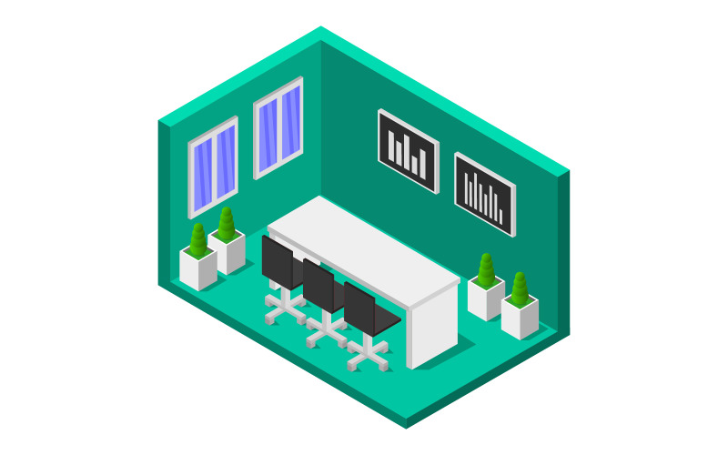 Isometric conference room - Vector Image Vector Graphic
