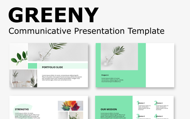 Greeny - Communicative Presentation PowerPoint template PowerPoint Template