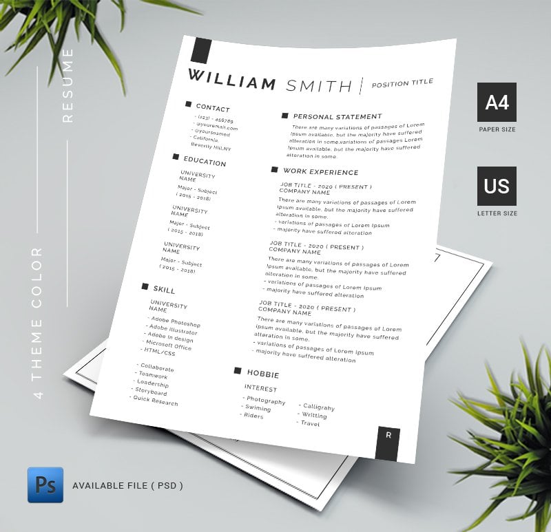 Kit Graphique #103562 A4rsum Cleancv Divers Modles Web - Logo template Preview