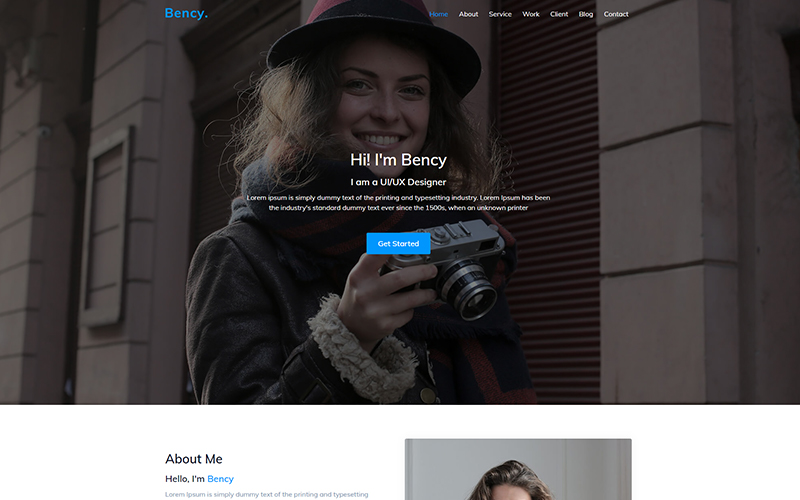 Bency - Landing Page Personal Portfolio Website Template