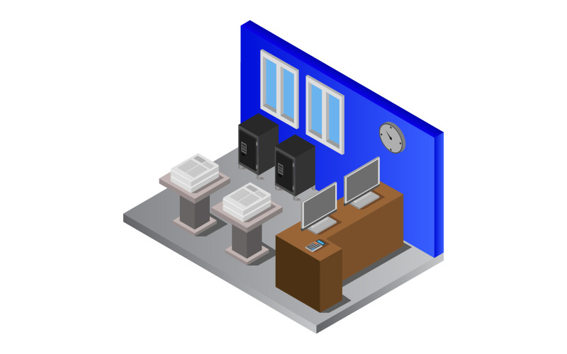 Isometric bank room - Vector Image Vector Graphic