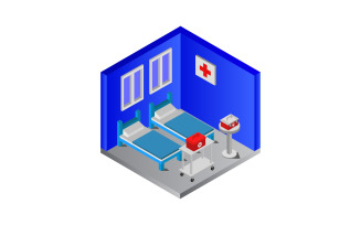 Isometric hospital room on background - Vector Image