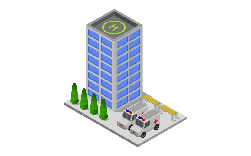 Isometric hospital - Vector Image Vector Graphic