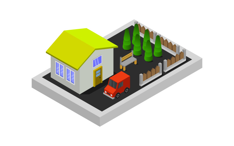 Isometric house on background - Vector Image Vector Graphic