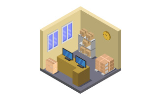 Isometric Post Office - Vector Image