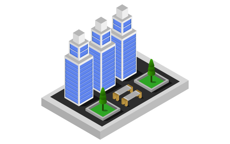 Isometric skyscraper illustrated on white - Vector Image Vector Graphic