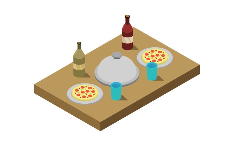 Isometric kitchen table on background - Vector Image Vector Graphic
