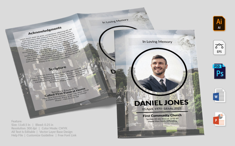 Printable Funeral Program - Corporate Identity Template