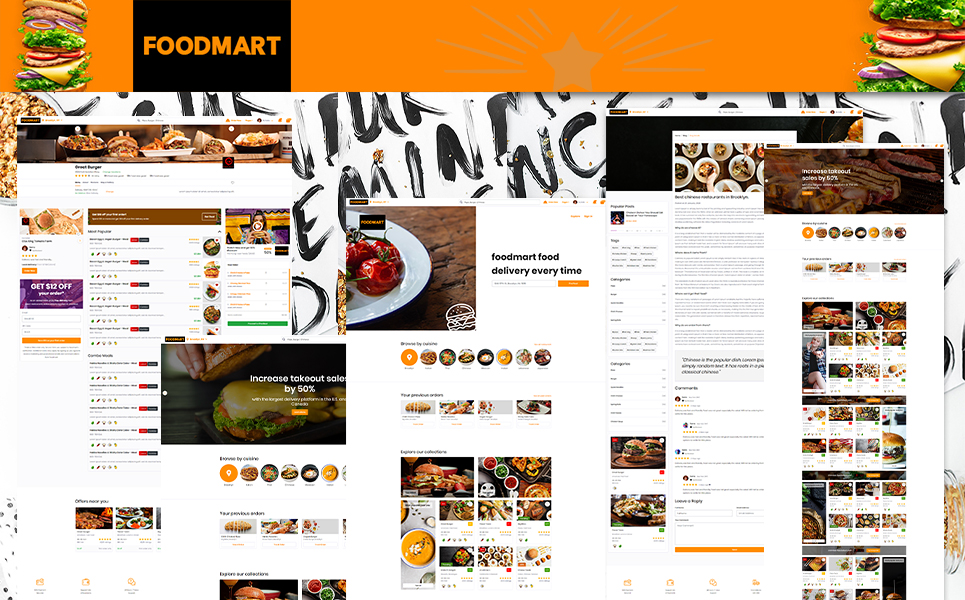 Reszponzív Restaurant listings & Food Delivery HTML5 | FoodMart Weboldal sablon 104266