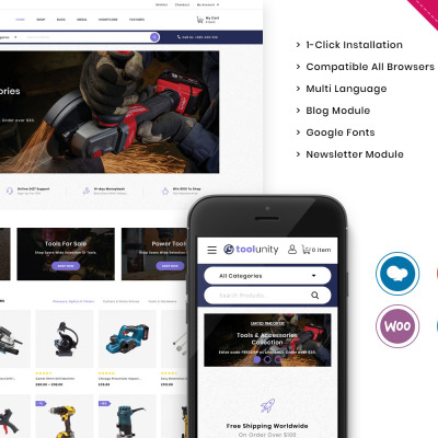 WooCommerce шаблон "Toolunity - The Tootstore Responsive" #104277