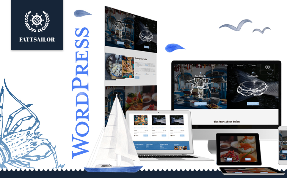 "Seafood Restaurant | Fattsailor" - адаптивний WordPress шаблон №104458