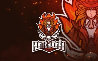 Hunter Woman Esport Logo Template