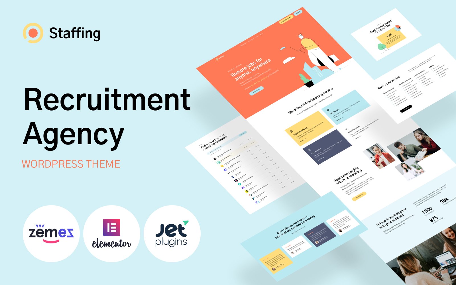 Staffing Recruitment Agency Website Template WordPress Theme Zemez