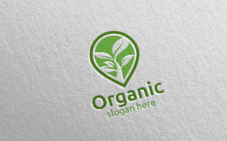 Pin Locator Natural and Organic design Concept 6 Logo Template