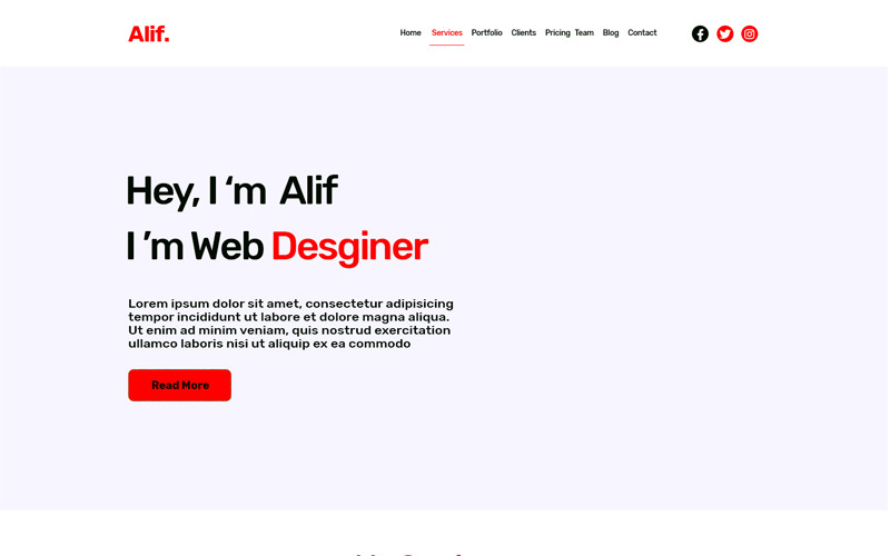 Alif one page PSD Template