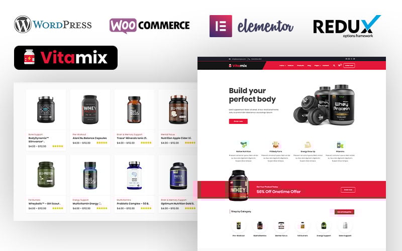 Modello WooCommerce Responsive #104831 "Dawa - Sports & Fitness Nutrition and Supplements Store"