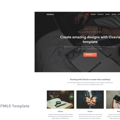 Oxavia - Responsive One Page HTML5 Landing Page Template #104838