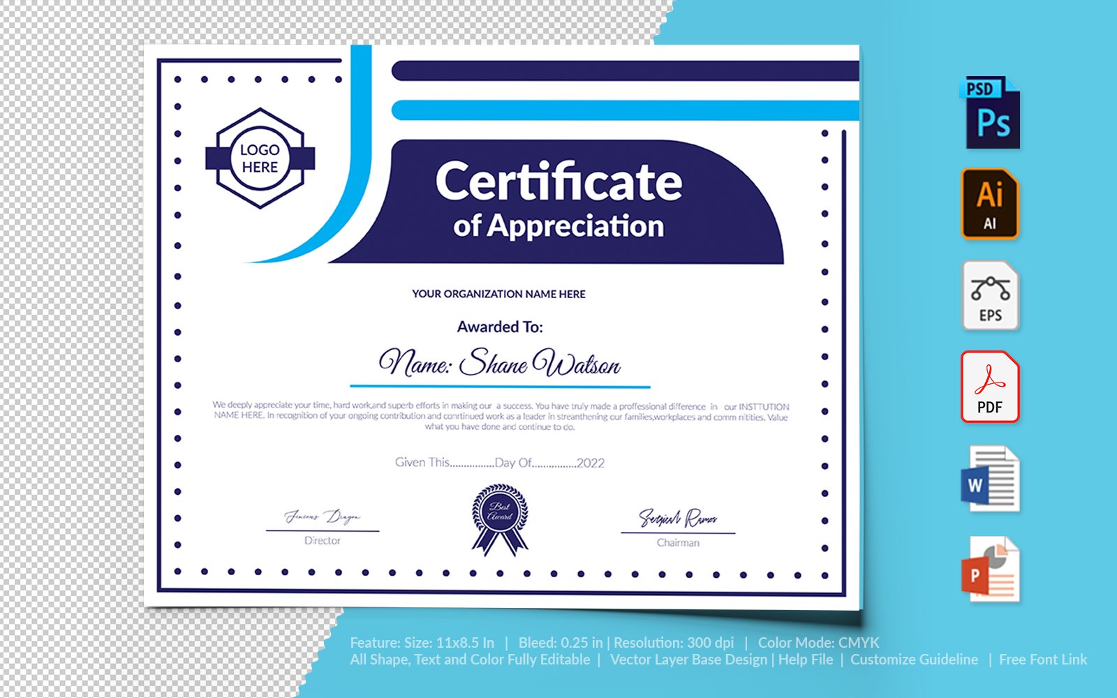 Kit Graphique #104943 Certificate Appreciation Divers Modles Web - Logo template Preview