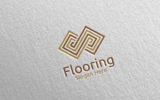 Flooring Parquet Wooden Design 2 Logo Template