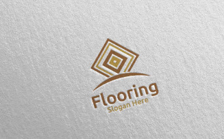 Flooring Parquet Wooden Design 3 Logo Template
