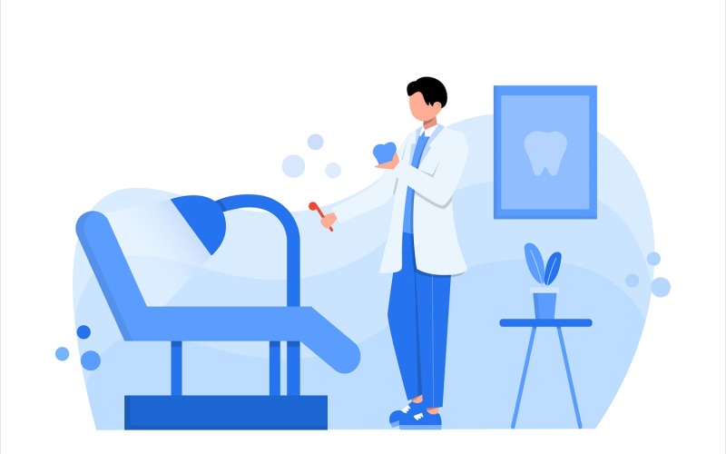 Dental Clinic Flat Illustration - Vector Image Vector Graphic