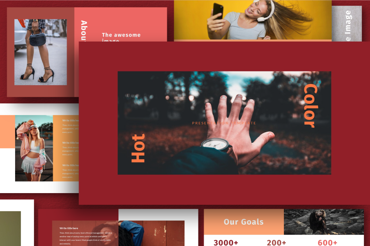 Hot Color PowerPoint template for 21