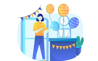 Birthday Baloon Flat Illustration - Vector Image