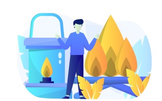 Campfire Flat Illustration - Vector Image