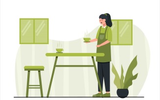 Coffee Shop Concept Flat Design Illustration - Vector Image