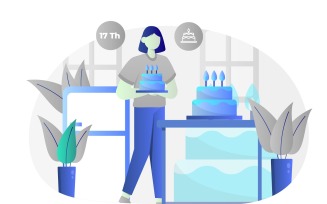 Happy Birthday Party Flat Design Illustration - Vector Image