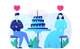 Wedding Celebration Flat Illustration - Vector Image