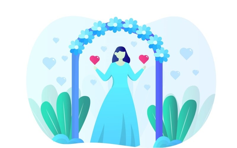 Wedding Day Flat Illustration - Vector Image Vector Graphic