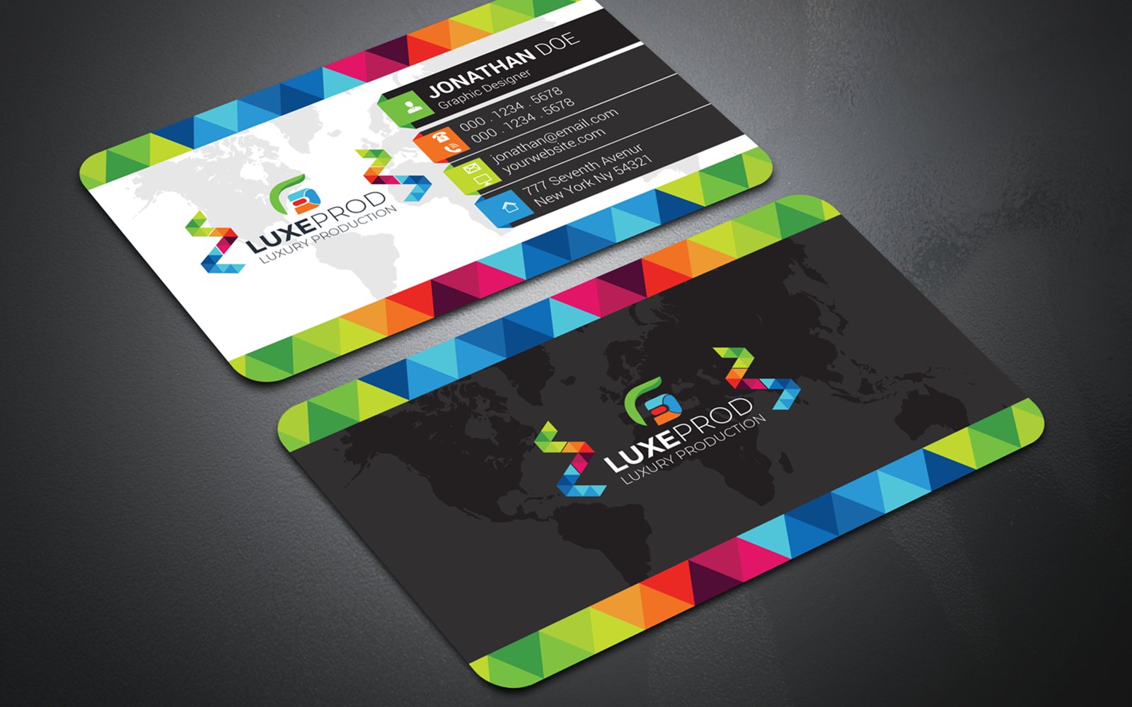 Colorful Gradient Triangle Design Business Card Template