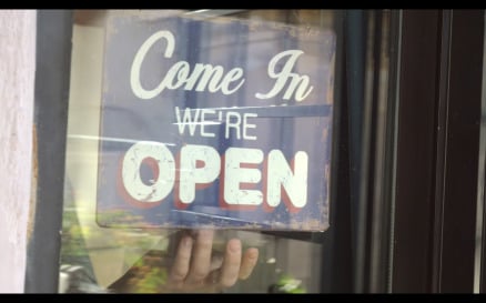 Closing the Door and Changing Shop-Sign - Stock Video
