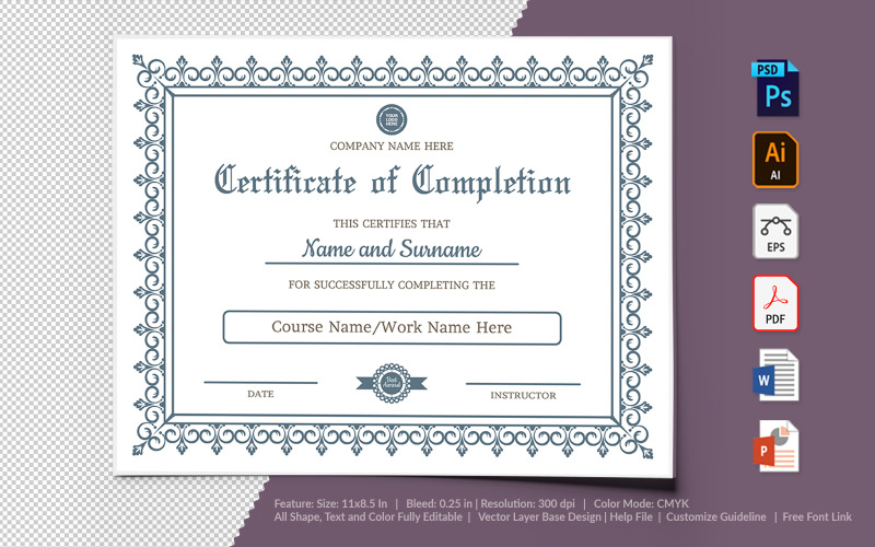 Completion Certificate Template