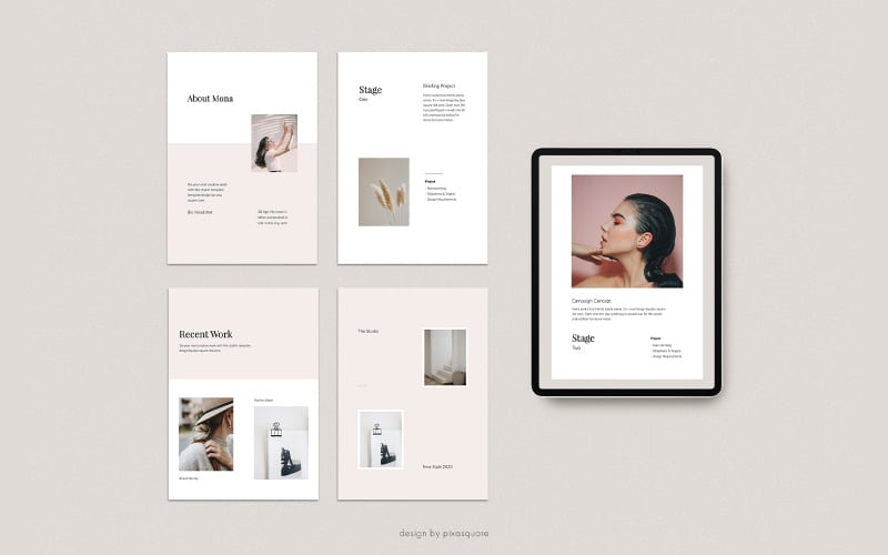 MONA - A4 Vertical Media Kit PowerPoint template PowerPoint Template