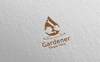 Water Botanical Gardener Design 9 Logo Template