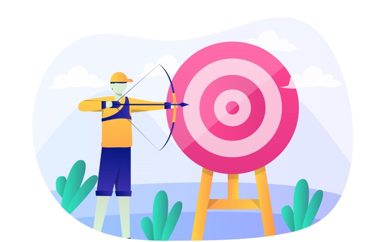 Archery Flat Illustration - Vector Image Vector Graphic