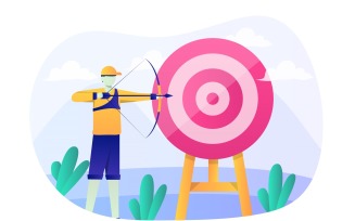 Archery Flat Illustration - Vector Image