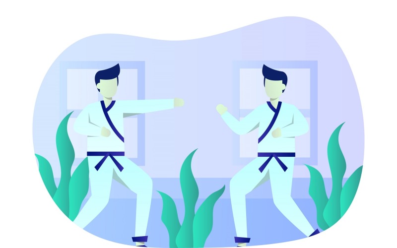 Karate Flat Illustration - Vector Image Vector Graphic