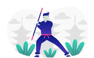 Ninja Concept Flat Illustration - Vector Image