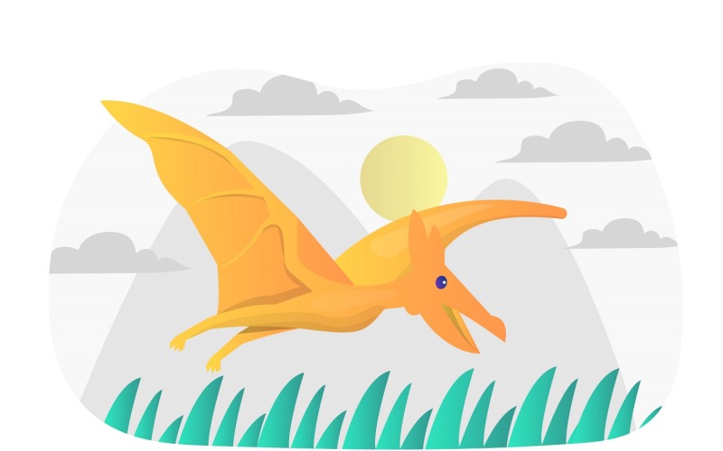 Pterodactyl Flat Illustration - Vector Image Vector Graphic