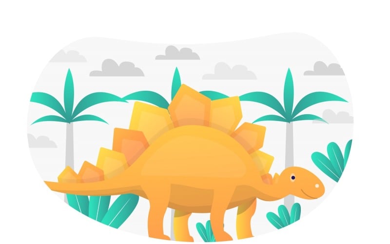 Stegosaurus Flat Illustration - Vector Image Vector Graphic