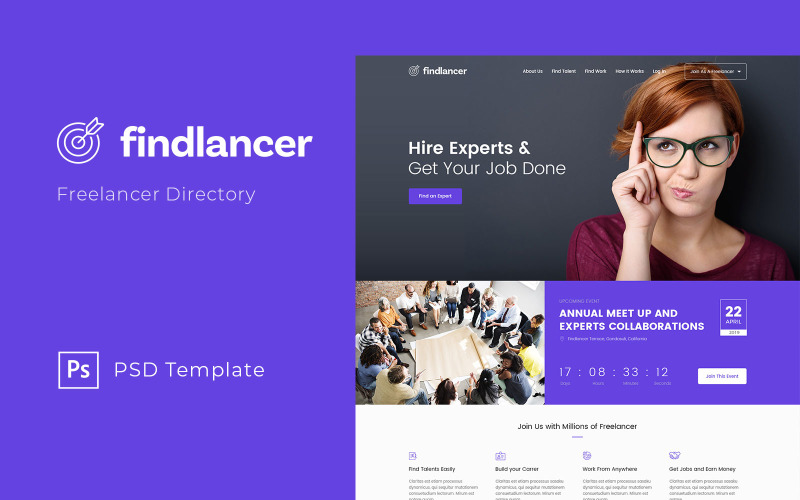 Findlancer - Freelancer Directory PSD Template
